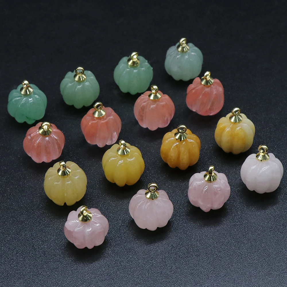 

Wholesale10PCS New Natural SemStone Rose Quartz Carved Mini Pumpkin Small Pendant Making DIY Charm Necklace Earring Jewelry Gift