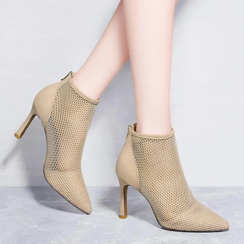 Женские босоножки на высоком каблуке SLHJC сандалии дышащие сетчатые короткие