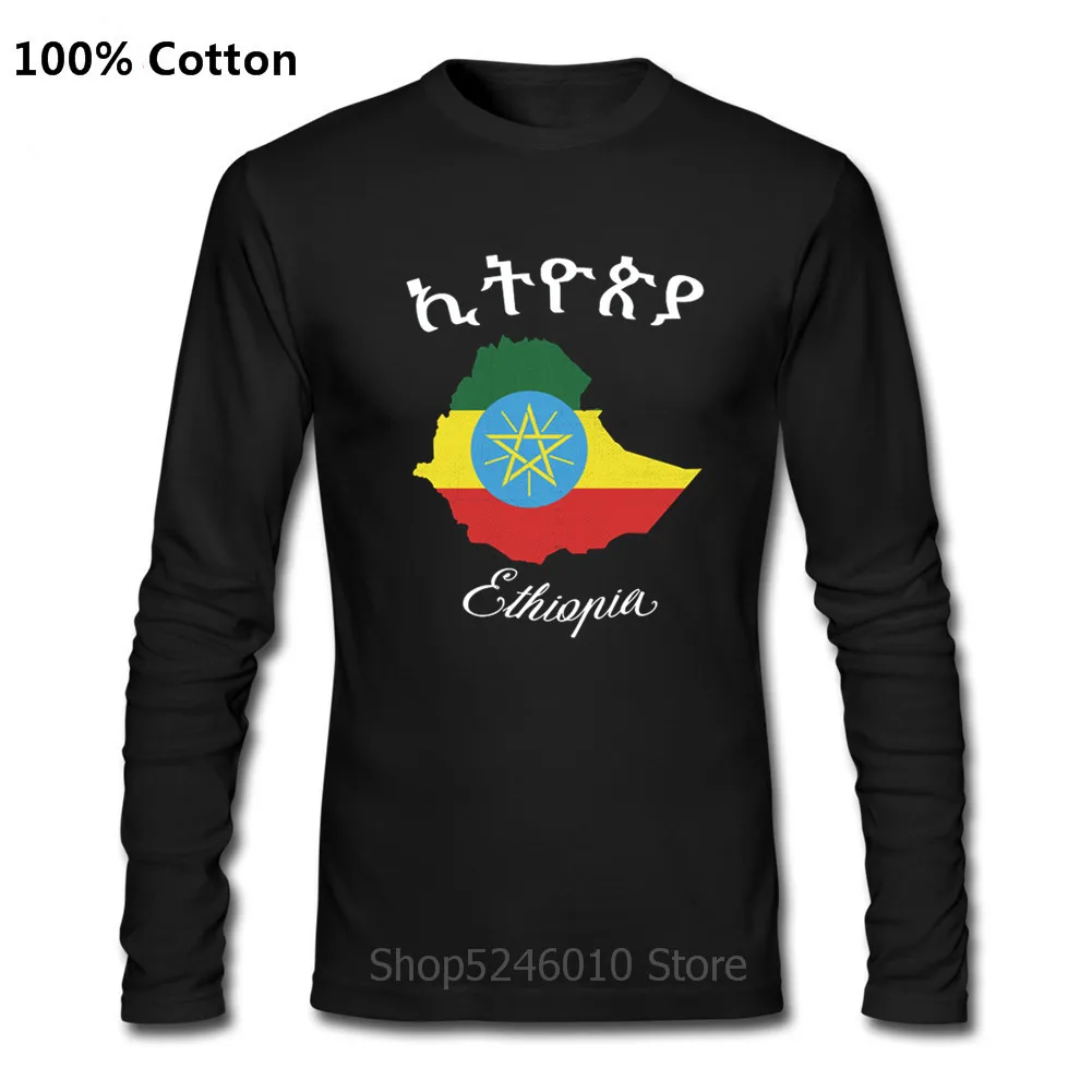 Молодежные футболки с длинным рукавом футболка надписью Эфиопия и картой мода 2019