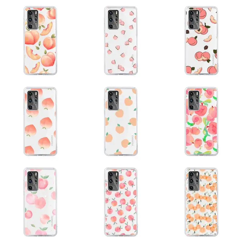 

peach Phone Case For Huawei P40 P30 P20 Mate Honor 10i 30 20 i 10 40 8x 9x Pro Lite Transparent Cover
