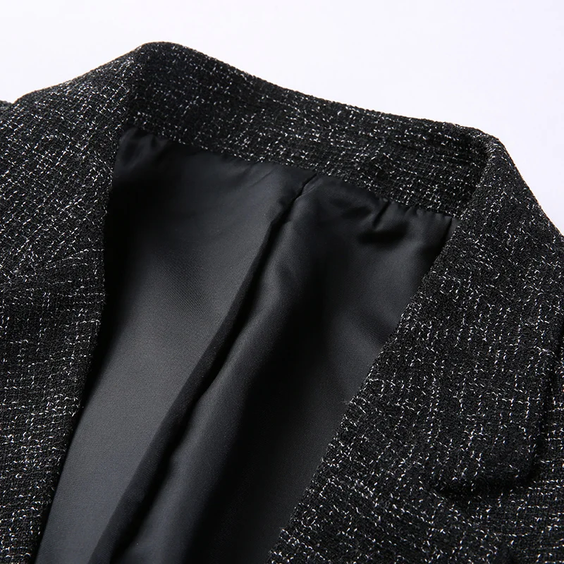 XIU LUO2019 Новый Модный черный брендовый Блейзер пиджак с одиночной пуговицей