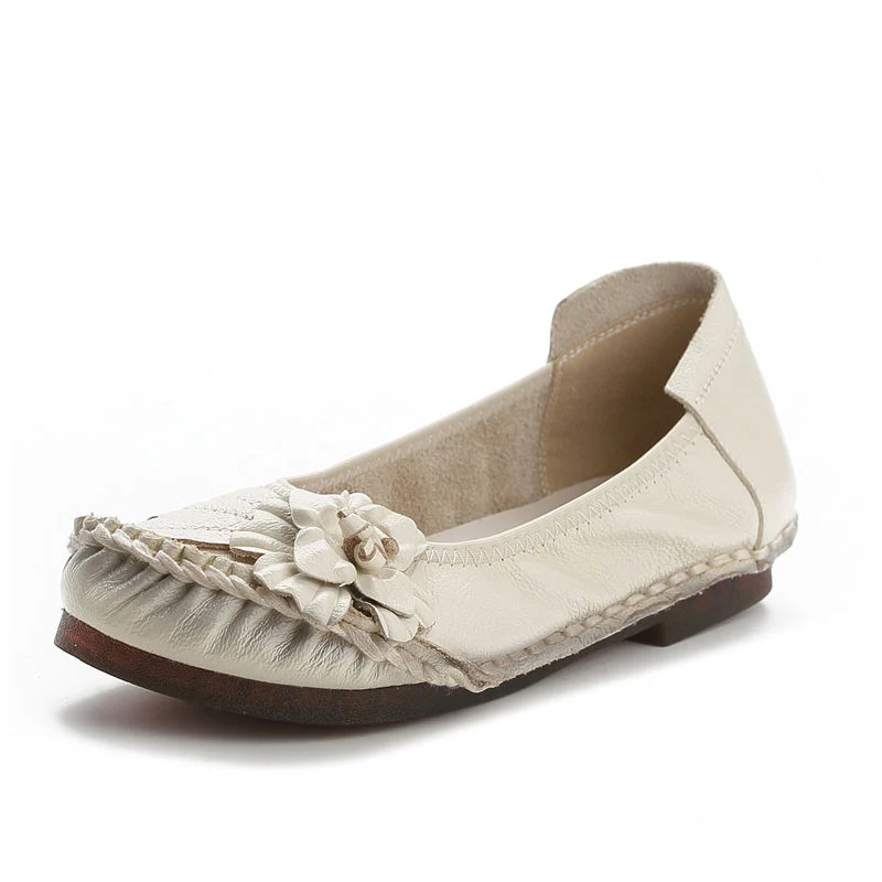 

Handmade Ladies Genuine Leather Loafers For Women Summer Casual Shoes Oxford Flats Ladies Slides 2021 New Arrivals