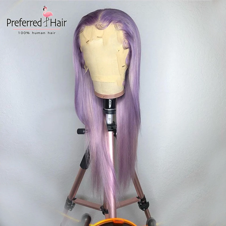Предпочтительный светло фиолетовый прямой парик фронта шнурка с волосами