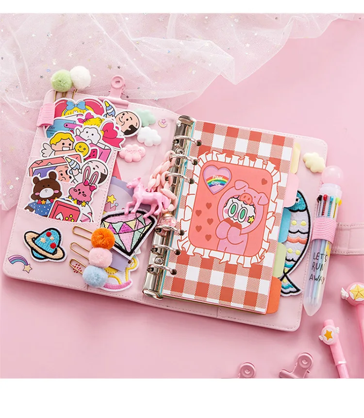 Kawaii PU планировщик блокнот розовый A6 спиральный блокнот планировщик Органайзер связующий дневник пули блокнот-журнал