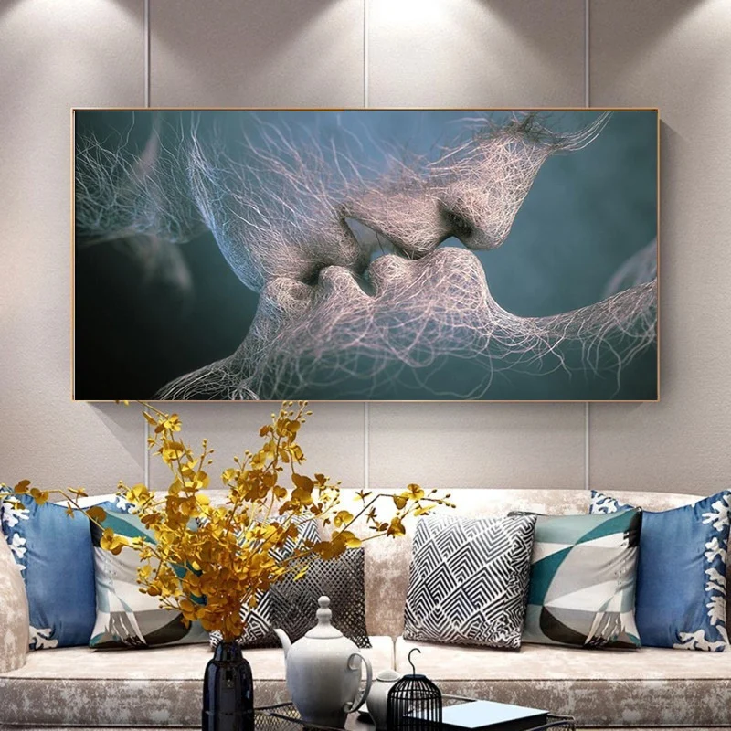 Романтическая пара Поцелуй холст Картины абстрактная живопись искусство стены