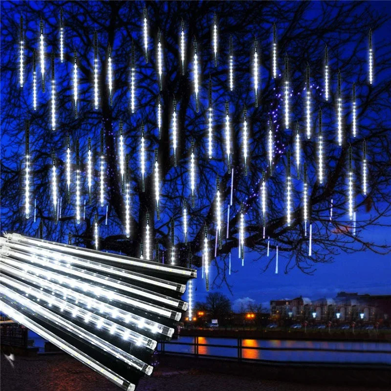 

50CM 288 LED Meteor Shower Rain Fairy Garland Light Falling Rain Drop Icicle String Light for Trees Holiday Wedding Decor