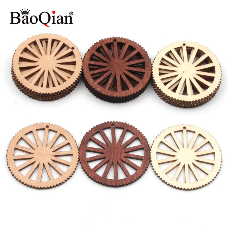 10 шт. 50 мм круглая шестерня с узором из натурального дерева для скрапбукинга