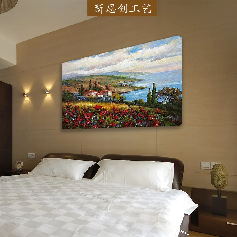 

wish modern hanging flowers pastoral landscape framed murals pure hand-painted canvas painting custom wholesale