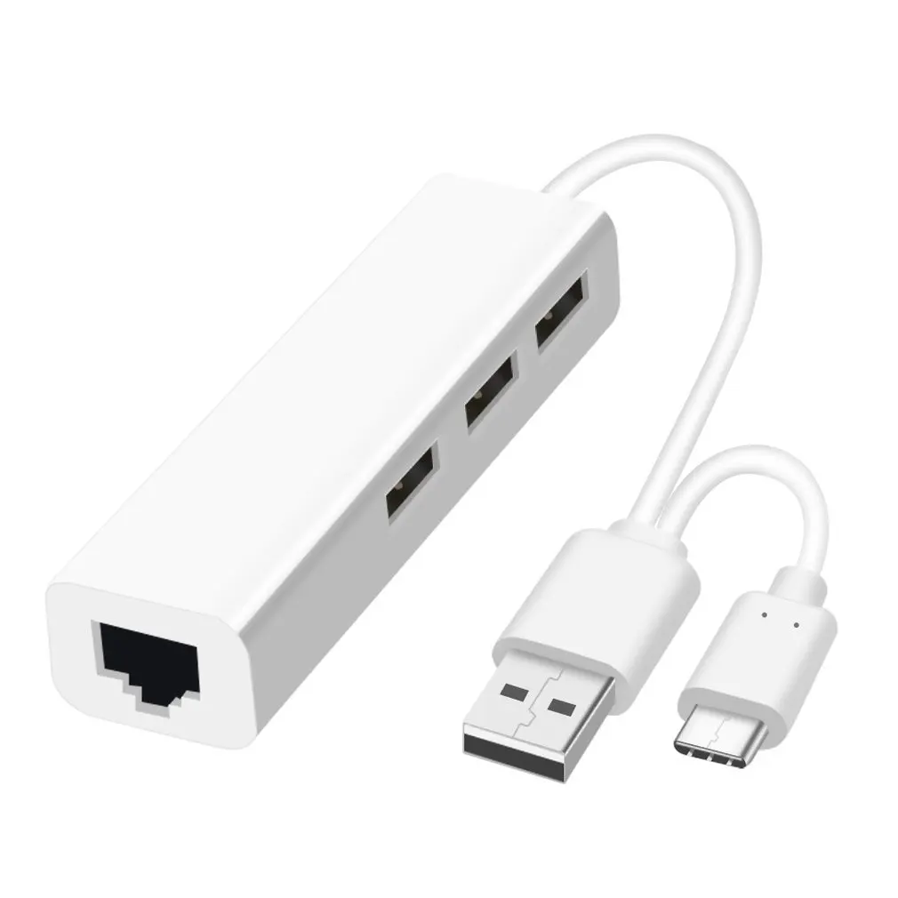 USB Ethernet с 3 портовым концентратором 2 0 + Type C RJ45 Lan сетевая карта к адаптеру для iOS Android 3. концентратор|USB-хабы| |