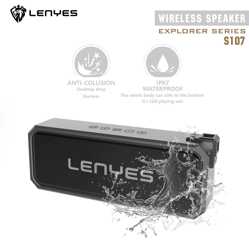 Lenyes 20 Вт беспроводные колонки IPX 7 TWS Hi Fi стерео Открытый 28 часов время музыки
