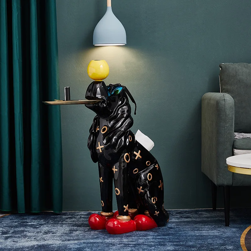 

Полимерная статуя для собаки с подносом, напольный стоячий поднос для собаки, Декор для дома, скульптура, Современная полимерная статуя, укр...