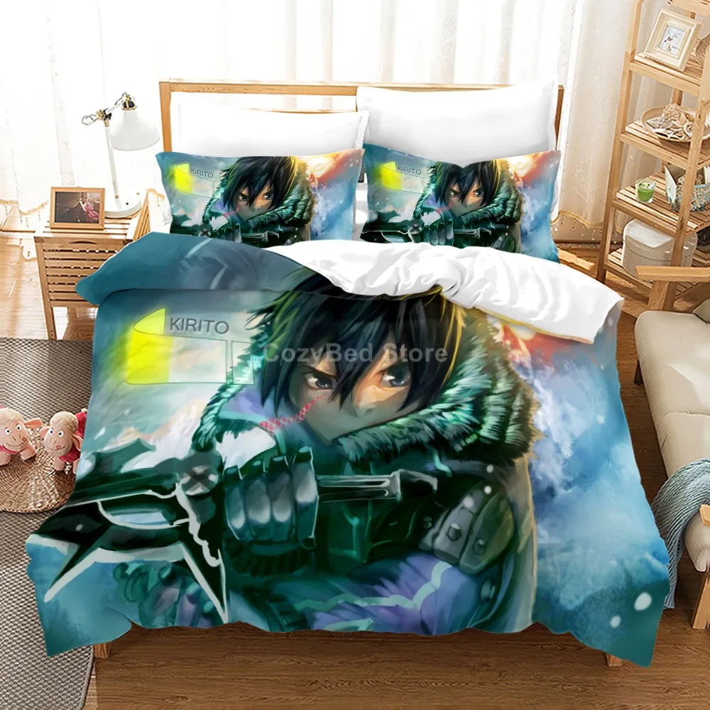 Комплект постельного белья Sword Art Online набор с 3d пододеяльником одеяло постельное