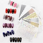 Nail Art Наклейки золотого и серебряного цвета прямыми линиями дизайн серии аппарат для крепления на гвоздях и искусство украшения листья в виде ракушки Геометрическая Сделай Сам наклейки для ногтей