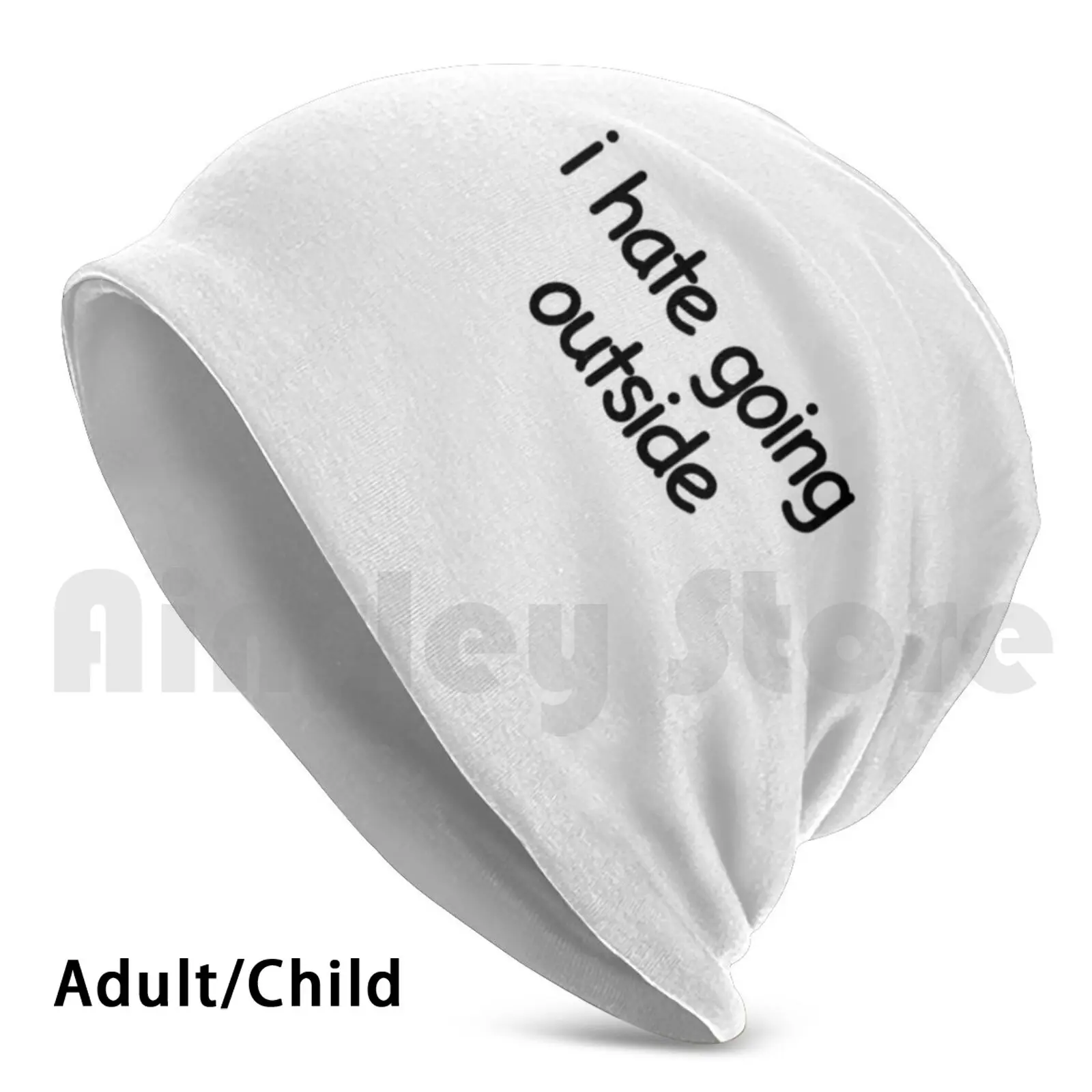 

I Hate Going Outside Beanie Hedging Cap DIY Print Cushion Humor Quarantine Funny Relatable For Teens For Kids For Adults