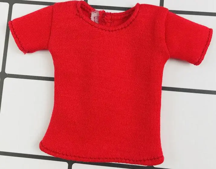 red 1 шт., Одежда для кукол Blyth, белая/Розовая/красная/серая/черная короткая футболка, милая Базовая рубашка для кукол Blyth, Momoko, obistu, licca, FR 1/6 - Цвет: red