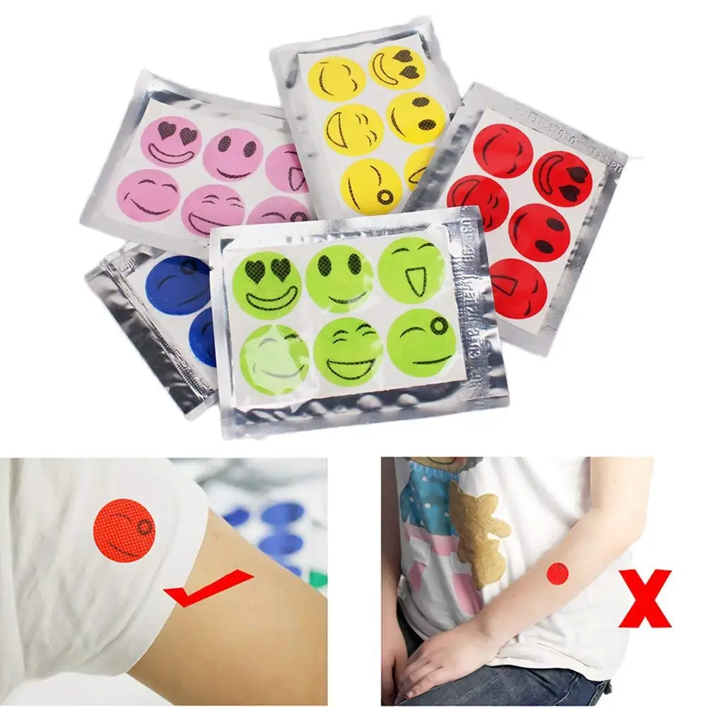 

120pcs Cute Smiling Face Mosquito Repellent Patches Stickers 100% Natural Non Toxic Pure Essential Oil Keeps Insects Far Away