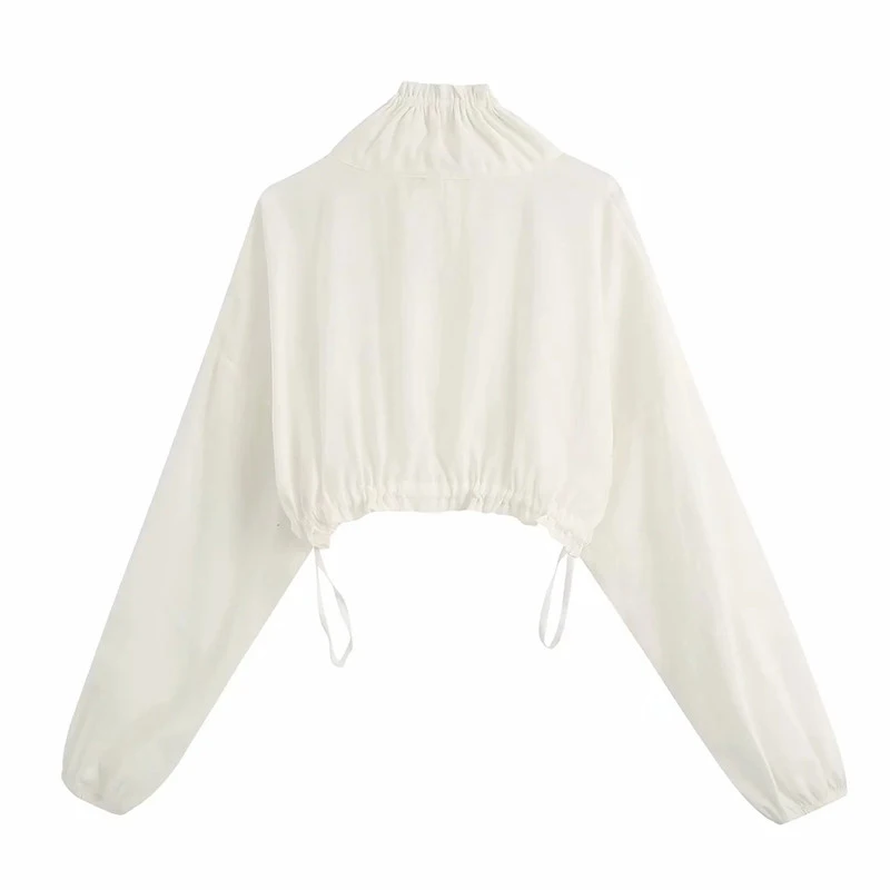 Женские Эластичные рубашки za белые повседневные на молнии с длинными рукавами и