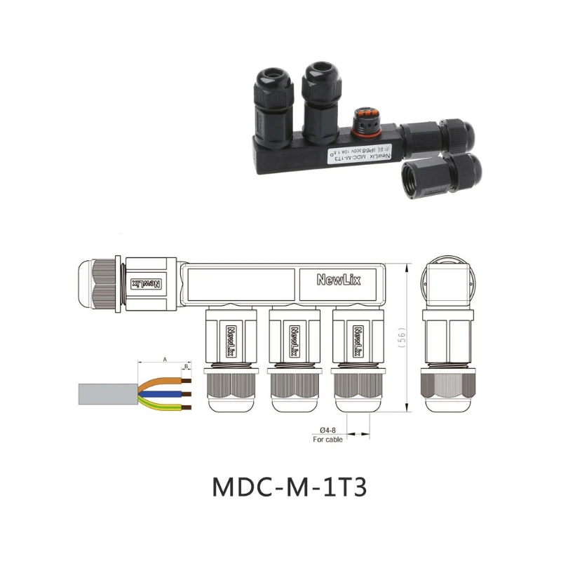 Водонепроницаемый соединитель IP68 2 контактный 3 электрический терминал