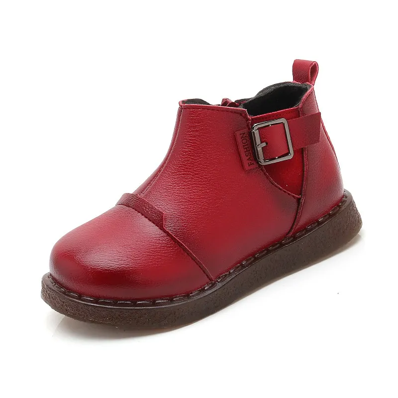Детские Ботинки martin в стиле ретро Модные ботильоны с пряжкой для мальчиков