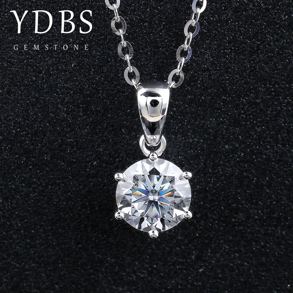 1.0CT 6 5 мм круглый моиссанит кулон D VVS Moissanite Weding ожерелье для женщин Твердый 14k