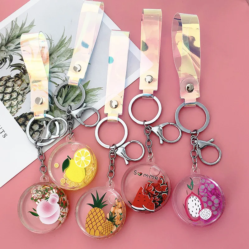 Креативный практичный акриловый фруктовый зыбучий песок бутылка брелок