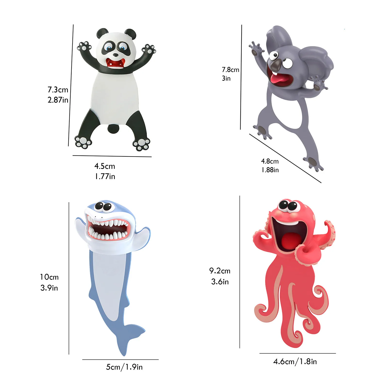 

3D Stereo Cartoon Marker Animal Bookmarks Original Cute Cat PVC Material Funny Student School Stationery Children Gift 2/6PCS