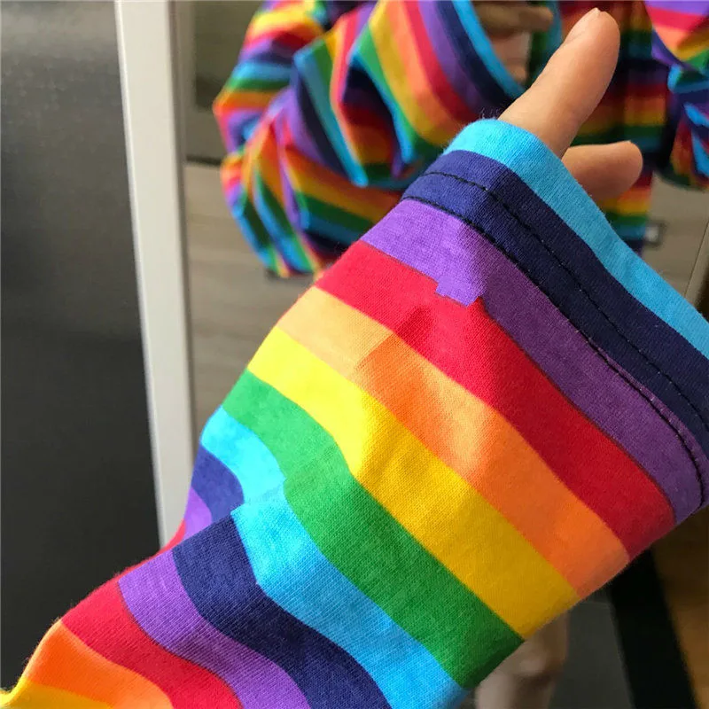 2019 весна осень большие женские футболки Длинные конфеты Уличная Повседневная