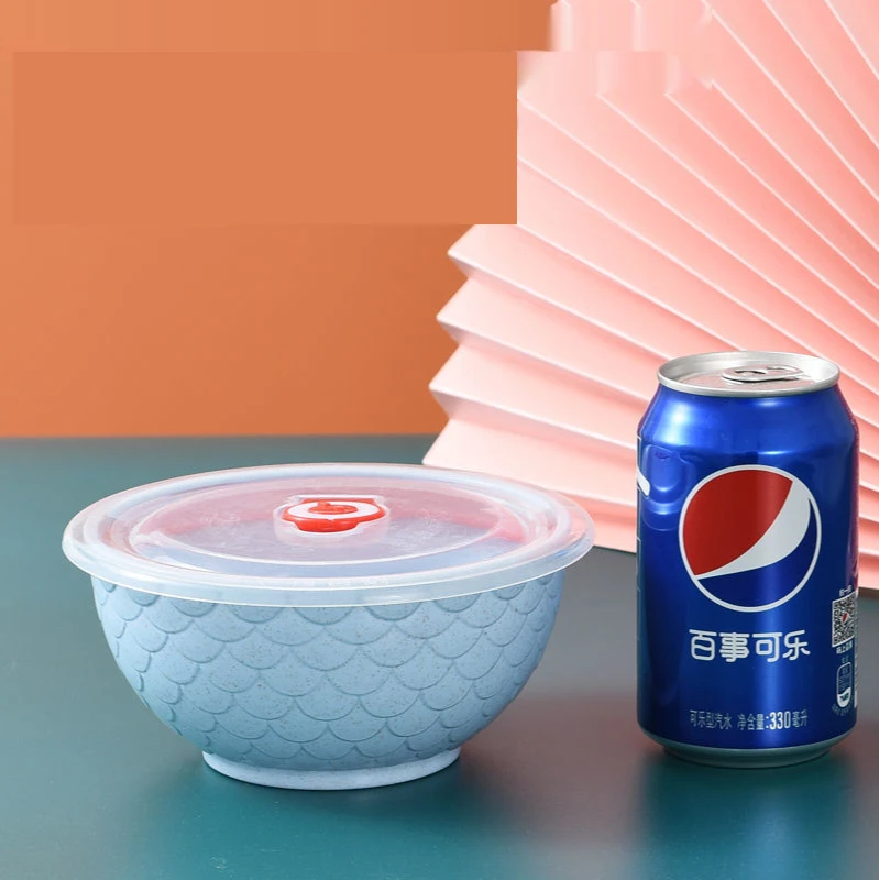 

400-1100 Ml Thick Wheat Seal Preservation Bowl with Blister Noodle Bowl Exquisite Home Bubble Surface Cutlery 3 Set