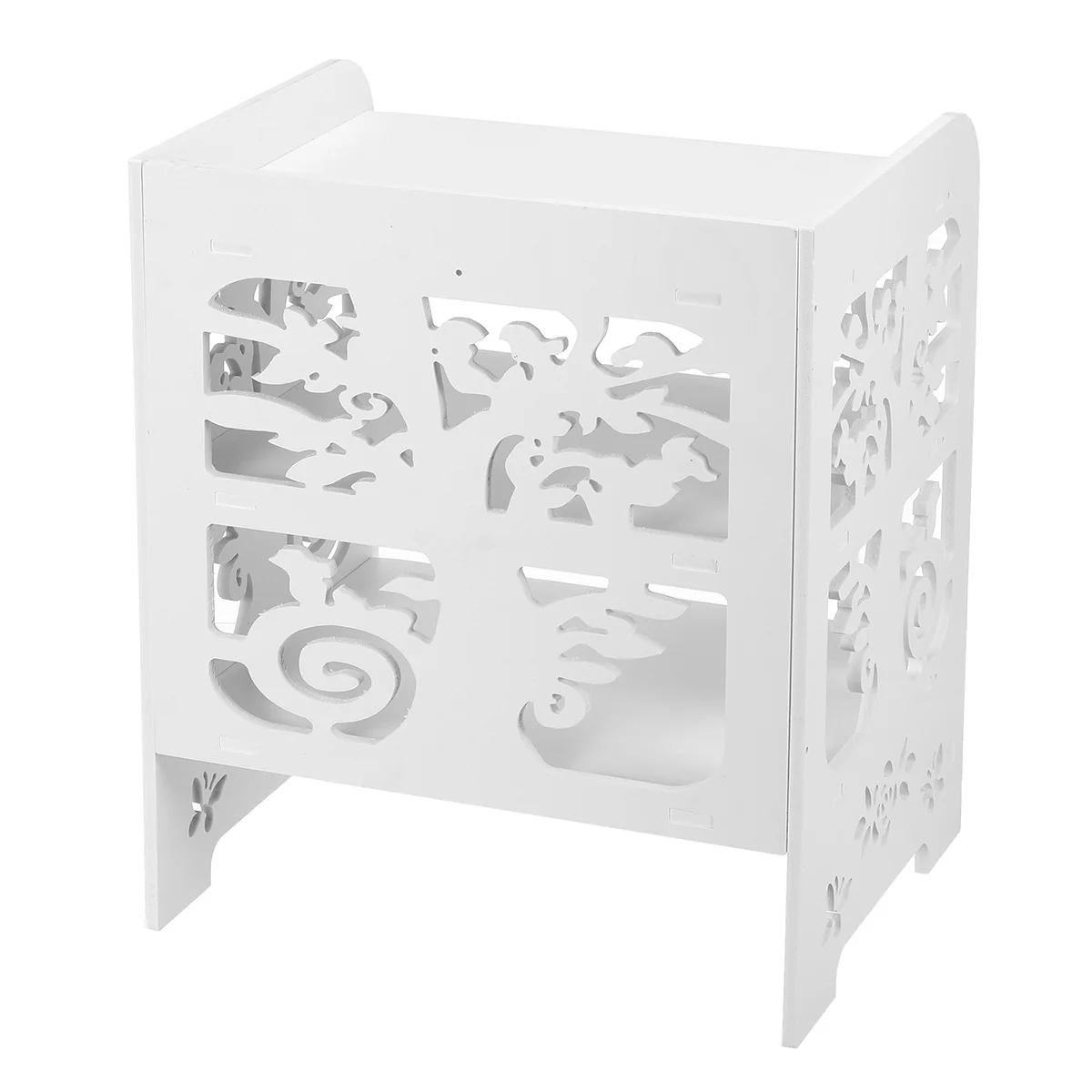 

Nordic Carved Hollow Nightstands 3 Tier Modern Bedstand Living Room Bedside Cabinet Bedroom Rack Storage Desk Storage Cabinet