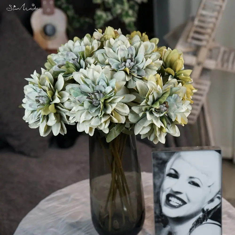 SunMade искусственные цветы из шелка Далии предметы для фотосъемки аксессуары