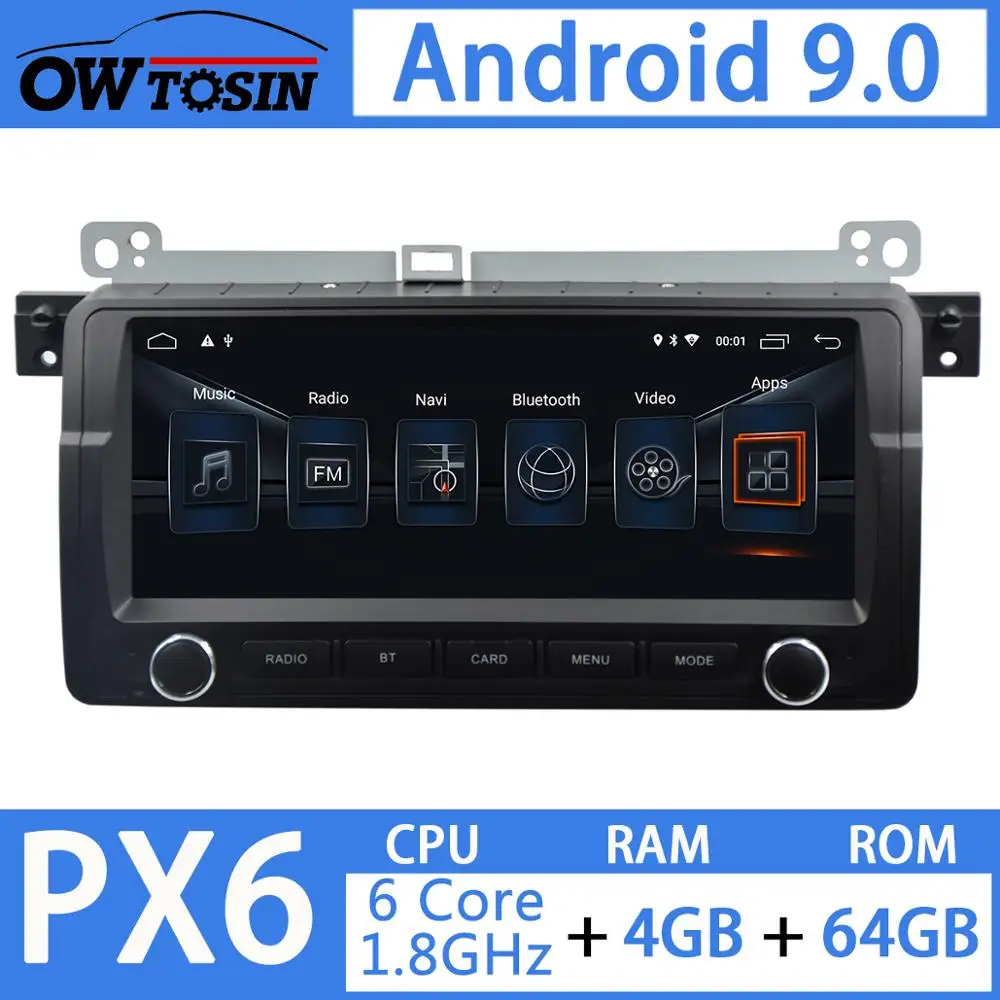 Автомобильный мультимедийный плеер 8 дюйма Android 9 0 PX6 4 + 64 ГБ GPS-навигация радио для