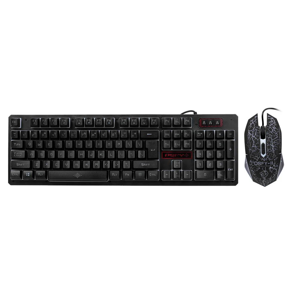 Arealer USB Проводная игровая клавиатура и мышь комбо Водонепроницаемый 3 цвета с подсветкой 2000 dpi для домашнего офиса