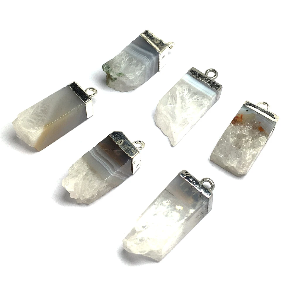 

Fine Natural Stone Pendant High Quality Grey Agates Pendant for Charms Women Jewelry Making DIY Necklace gifts