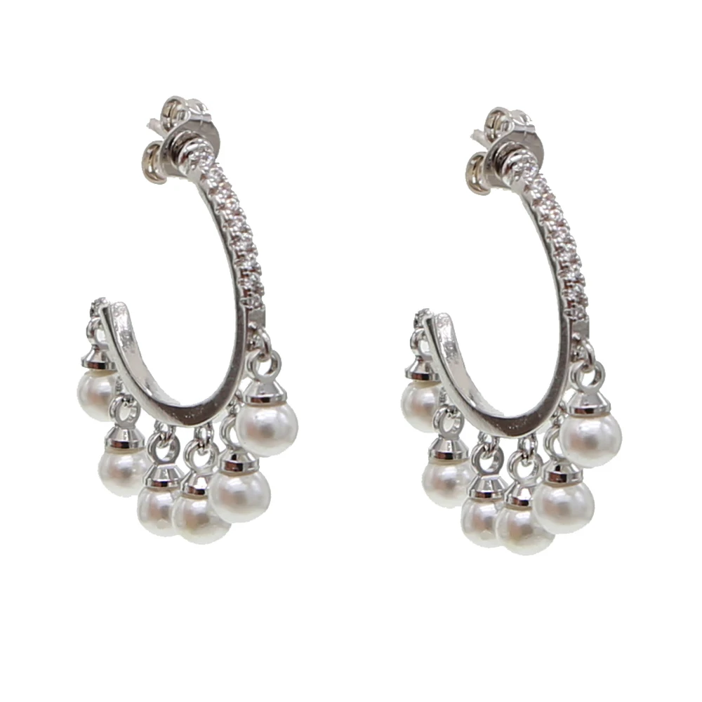 Большие серьги кольца из свежего морского жемчуга с золотым жемчугом Украшенные