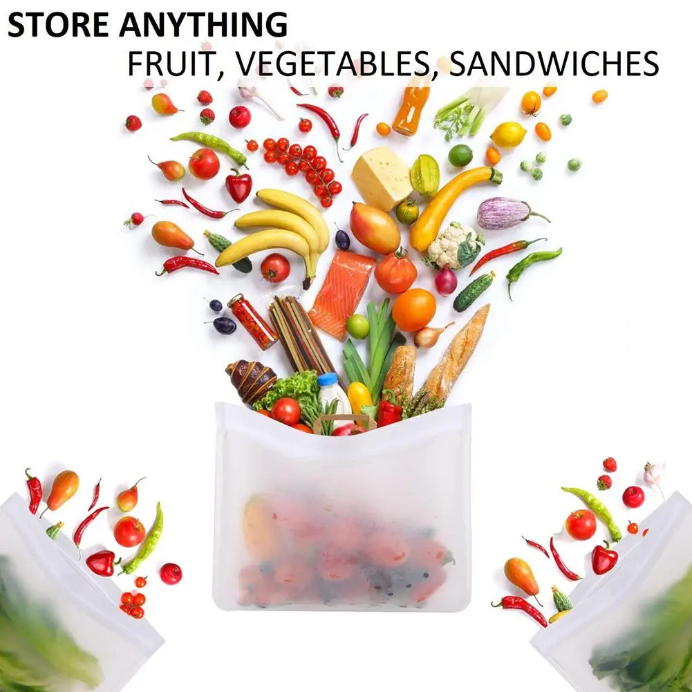 

12Pcs Reusable Transparent Zipper Food Storage Bag Freezer Travel Lunch Pouch