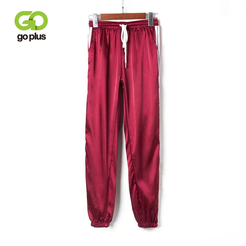 Новинка 2021 женские весенне-осенние брюки GOPLUS в полоску сбоку глянцевые модные