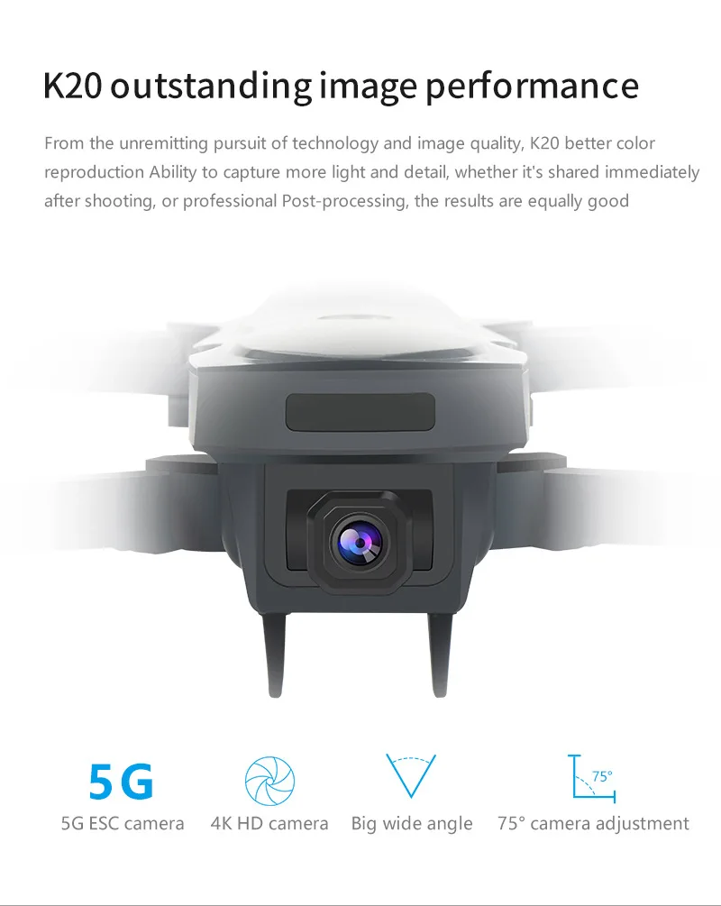 Дрон K20 с бесщеточным двигателем 5G gps 4K HD Двойная камера Профессиональный складной Квадрокоптер 1800 м радиоуправляемая игрушка подарок для мальчика