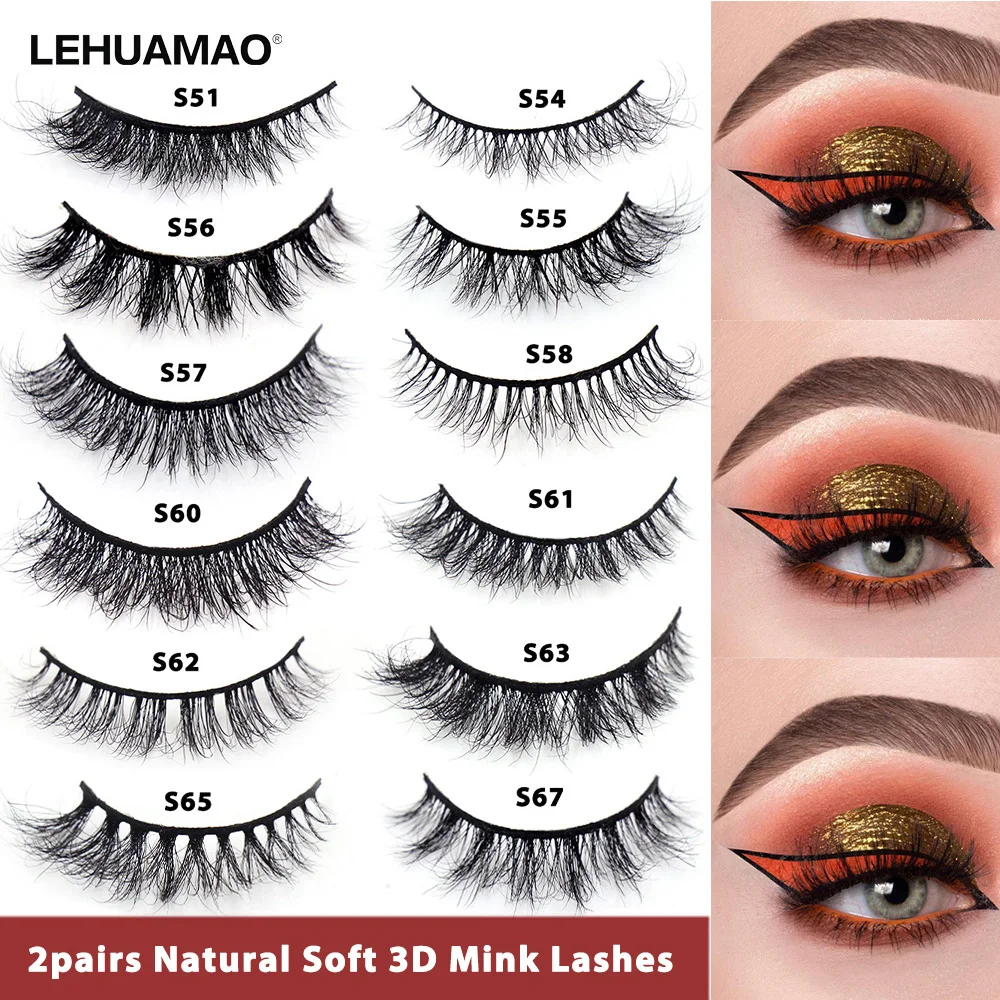 

2pairs Mink Lashes 3D Short Mink Eyelashes Natural False Eyelashes Fake Lashes Makeup Mink Lashes Extension 13-14mm Eyelashes