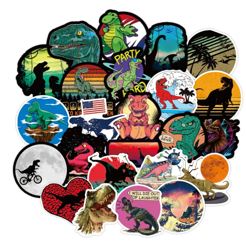 

10/30/50PCS Dinosaur World Graffiti Sticker Personality Cartoon Body Sticker Car Trunk Skateboard Guitar Helmet Wholesale