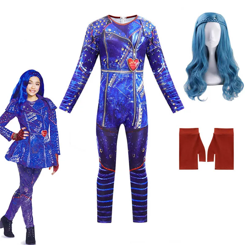 Женский Детский костюм на Хэллоуин Anilnc Descendants 3 Evie маскарадные костюмы с париком
