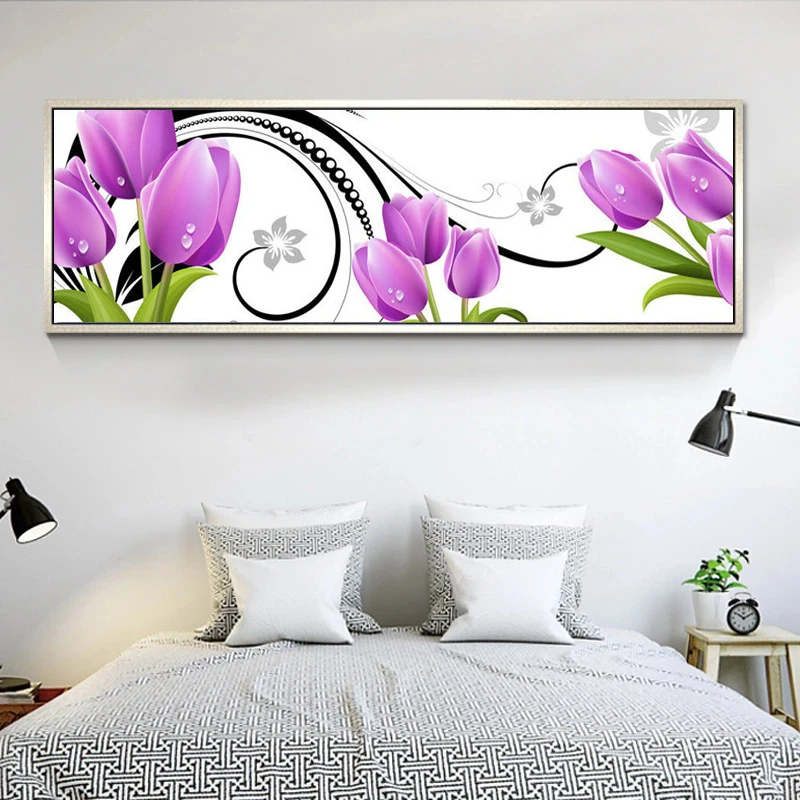 Алмазная живопись сделай сам большой размер Фиолетовый Тюльпан полная вышивка