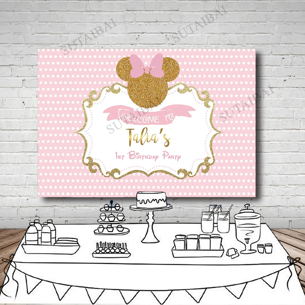 С мышонком из мультфильма 1st на день рождения вечерние фон Baby Shower фоны для