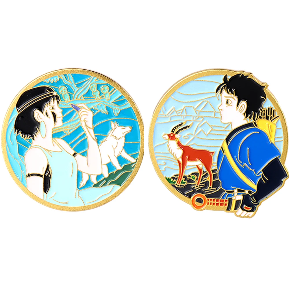 Эмалированные булавки принцессы Mononoke Мультяшные аниме-броши Ashitaka San Значки для