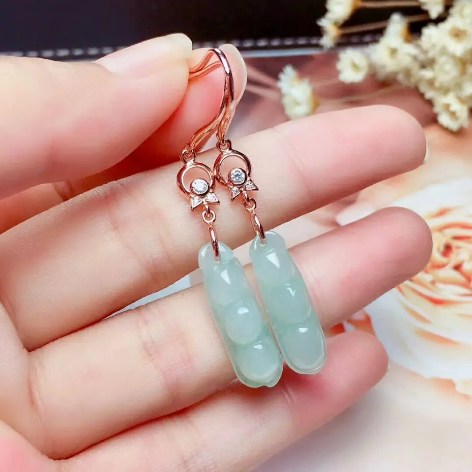 Женские серьги-подвески MeiBaPJ длинные серьги с натуральным изумрудно-зеленым