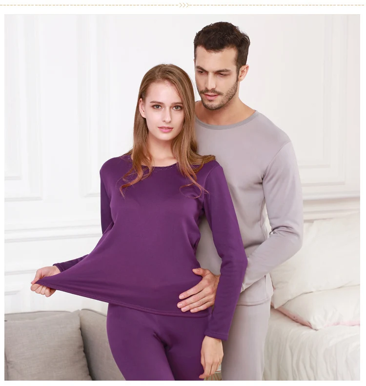 Warm Thick Plus Velvet Thermal Underwear Men Women Long Johns Fleece Male Female Autumn Winter Shirt+pants 2 Piece Pajamas Sets