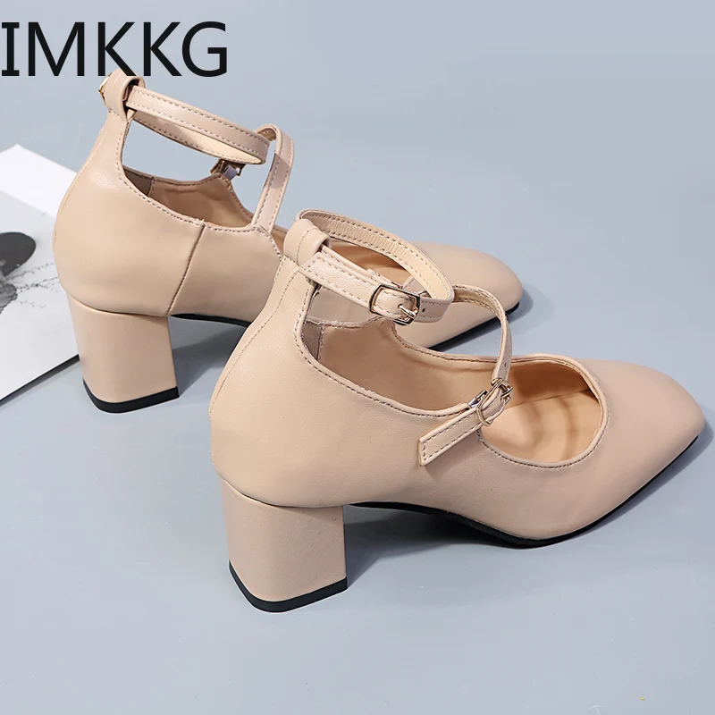 Женские туфли лодочки из искусственной кожи женские на Высоком толстом каблуке в