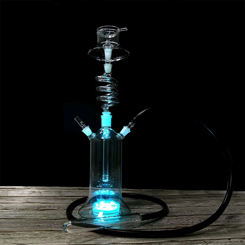 Витой стеклянный кальян вращающееся стекло кальян спираль chicha стекло водонепроницаемый светодиодный пульт дистанционного управления fruite nargile льда курительные трубы