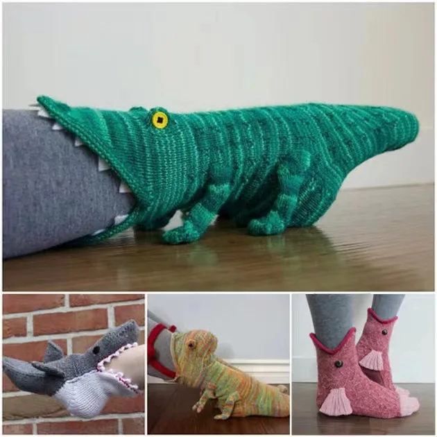 

Knit Crocodile Socks Knitted Alligator Socks Chameleon Shark Fish Christmas Creative Gift New Year Christmas Decoration