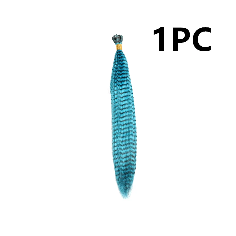 1PC Light Blue Набор из 10 шт. красочные очаровательные гризли перья для наращивания волос Длинные прямые парикмахерские принадлежности кольца со звеньями для волос - Цвет: 1PC Light Blue