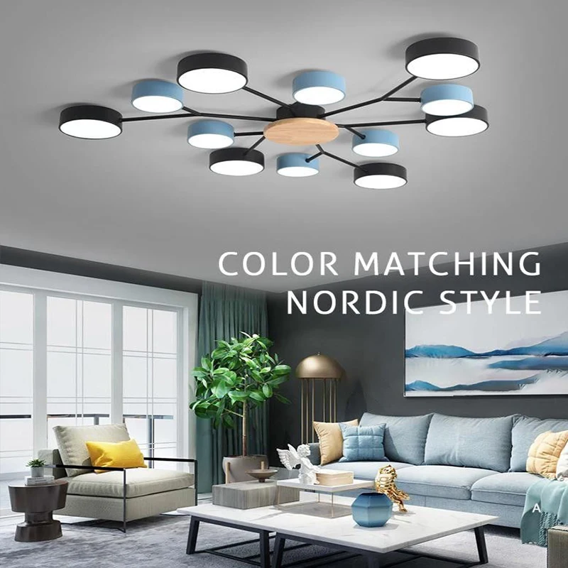 $21.60 Nordic living room ceiling chandelier dining room kitchen chandelier modern bedroom ceiling lamp LED light villa lighting